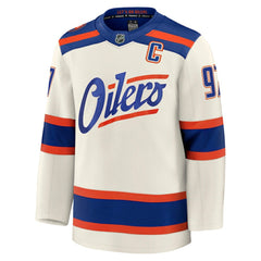 Connor McDavid Edmonton Oilers Fanatics Alternate Premium Jersey - Light Beige - NHL