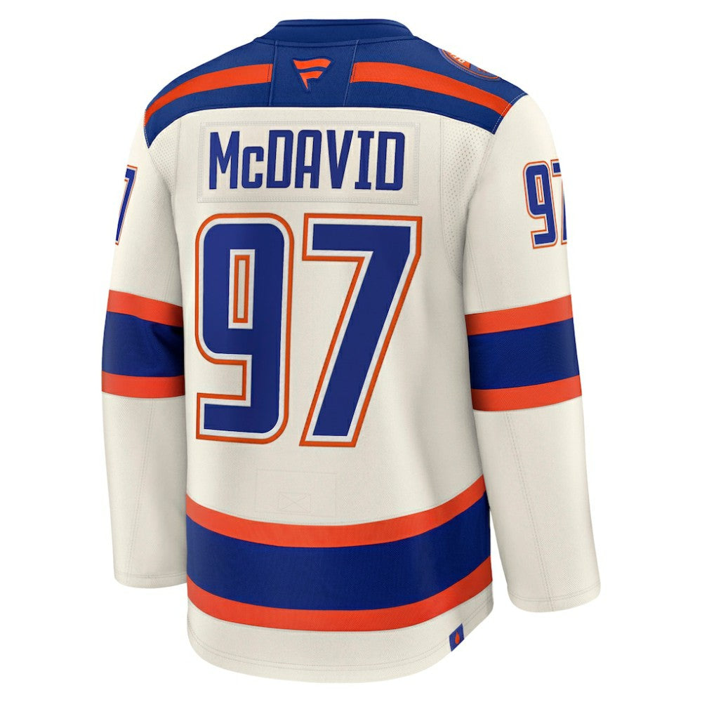 Connor McDavid Edmonton Oilers Fanatics Alternate Premium Jersey - Light Beige - NHL