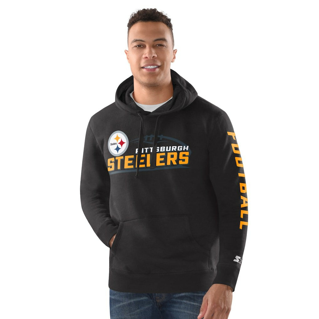 Pittsburgh Steelers Starter Vintage Pullover Hoodie Heather Gray | NFL