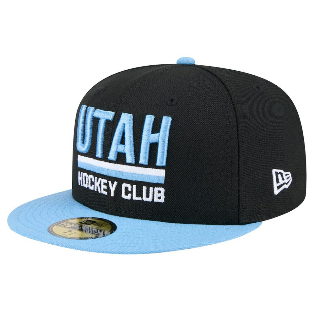 Utah Mammoth New Era Lockup 1st Season 59FIFTY Fitted Hat - Black/Light Blue - NHL
