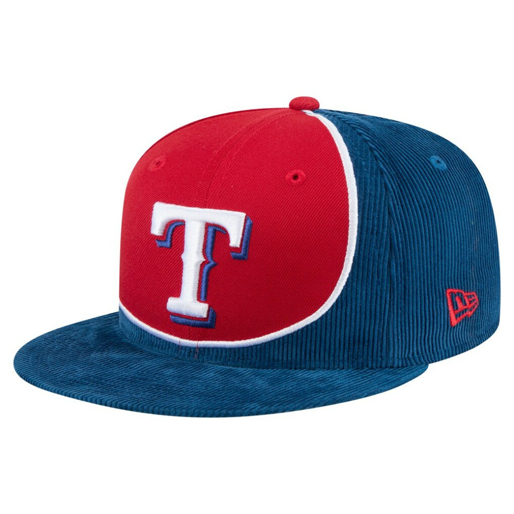 Texas Rangers New Era Retro Split Corduroy Snapback Hat - MLB