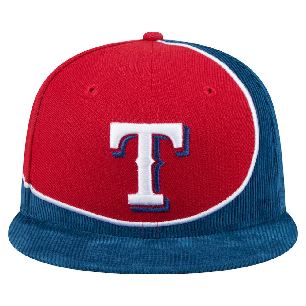 Texas Rangers New Era Retro Split Corduroy Snapback Hat - MLB