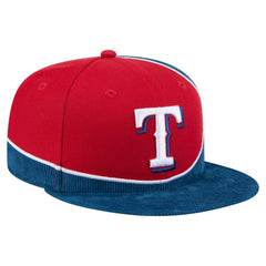 Texas Rangers New Era Retro Split Corduroy Snapback Hat - MLB