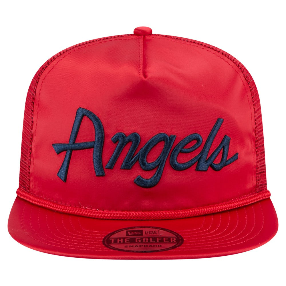 Los Angeles Angels New Era Retro Satin Script Golfer Adjustable Hat - MLB