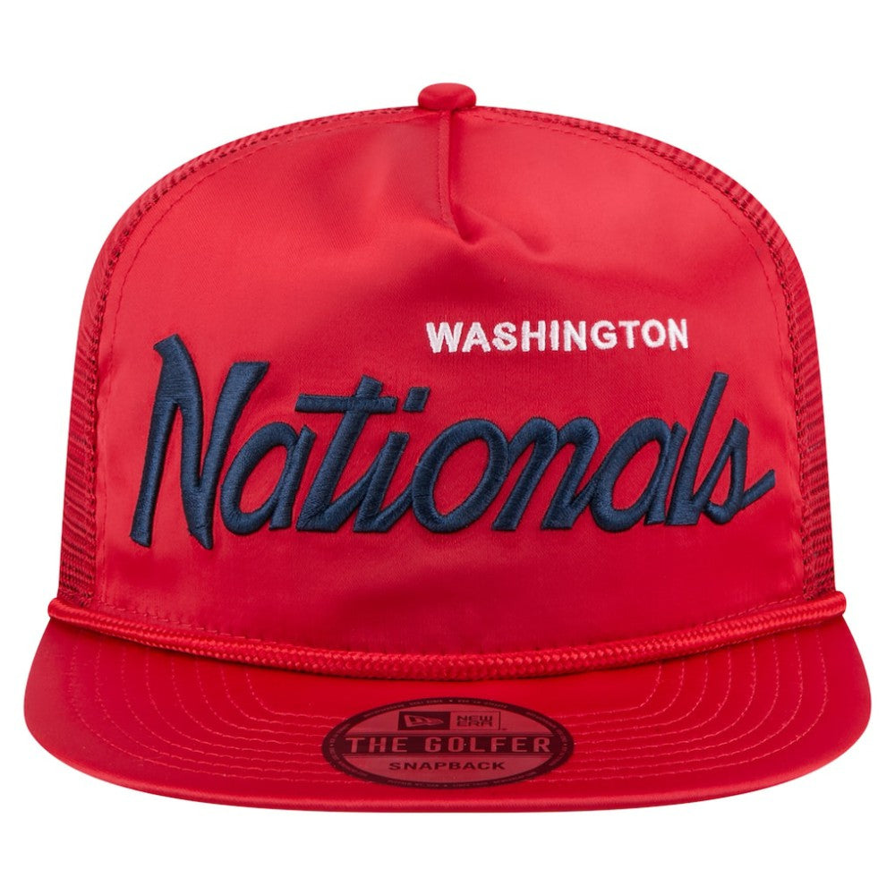 Washington Nationals New Era Retro Satin Script Golfer Adjustable Hat - MLB