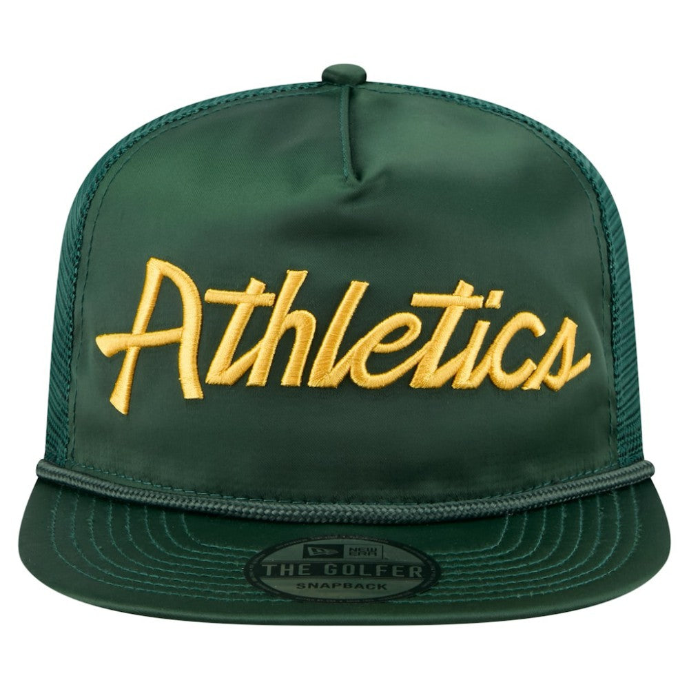 Athletics New Era Retro Satin Script Golfer Adjustable Hat - MLB