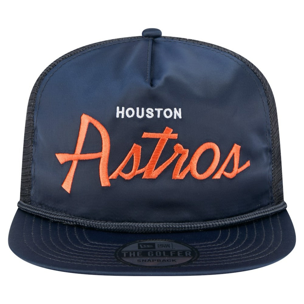 Houston Astros New Era Retro Satin Script Golfer Adjustable Hat - MLB