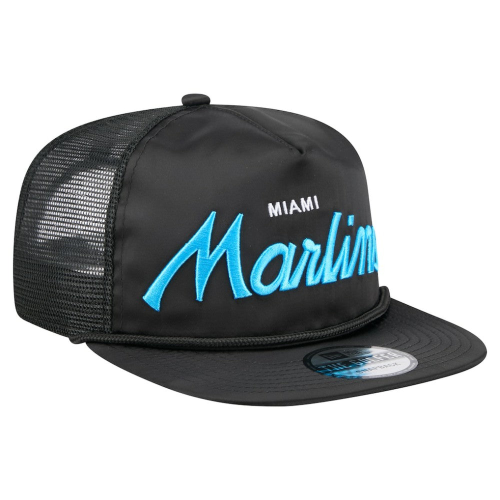 Miami Marlins New Era Retro Satin Script Golfer Adjustable Hat - MLB
