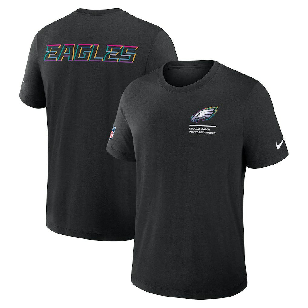 Philadelphia Eagles Tall 2025 NFL Crucial Catch Tri-Blend Dri-FIT T-Shirt Black | Nike for Sale