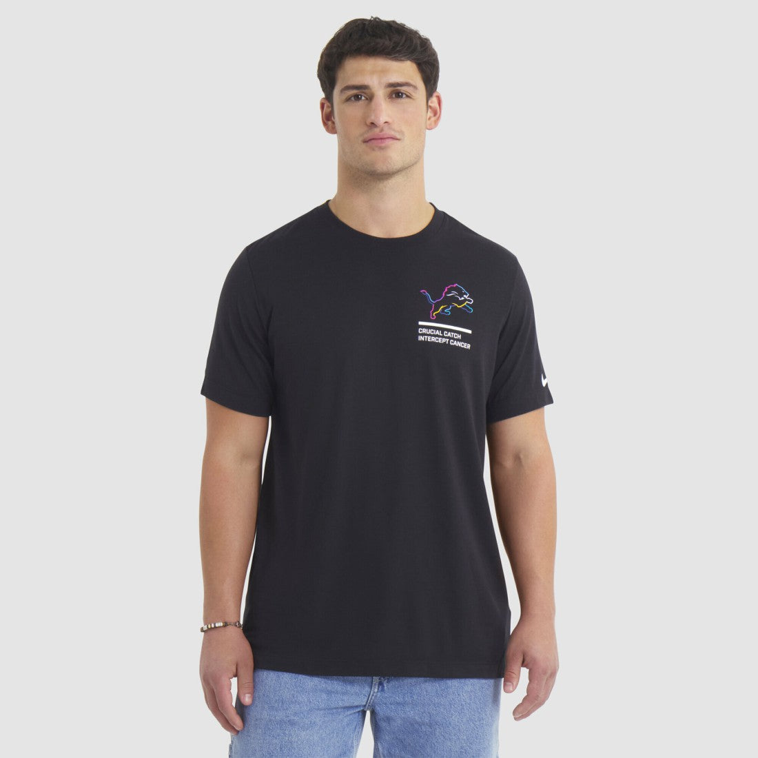 Detroit Lions Tall 2025 NFL Crucial Catch Tri-Blend Dri-FIT T-Shirt Black | Nike for Sale