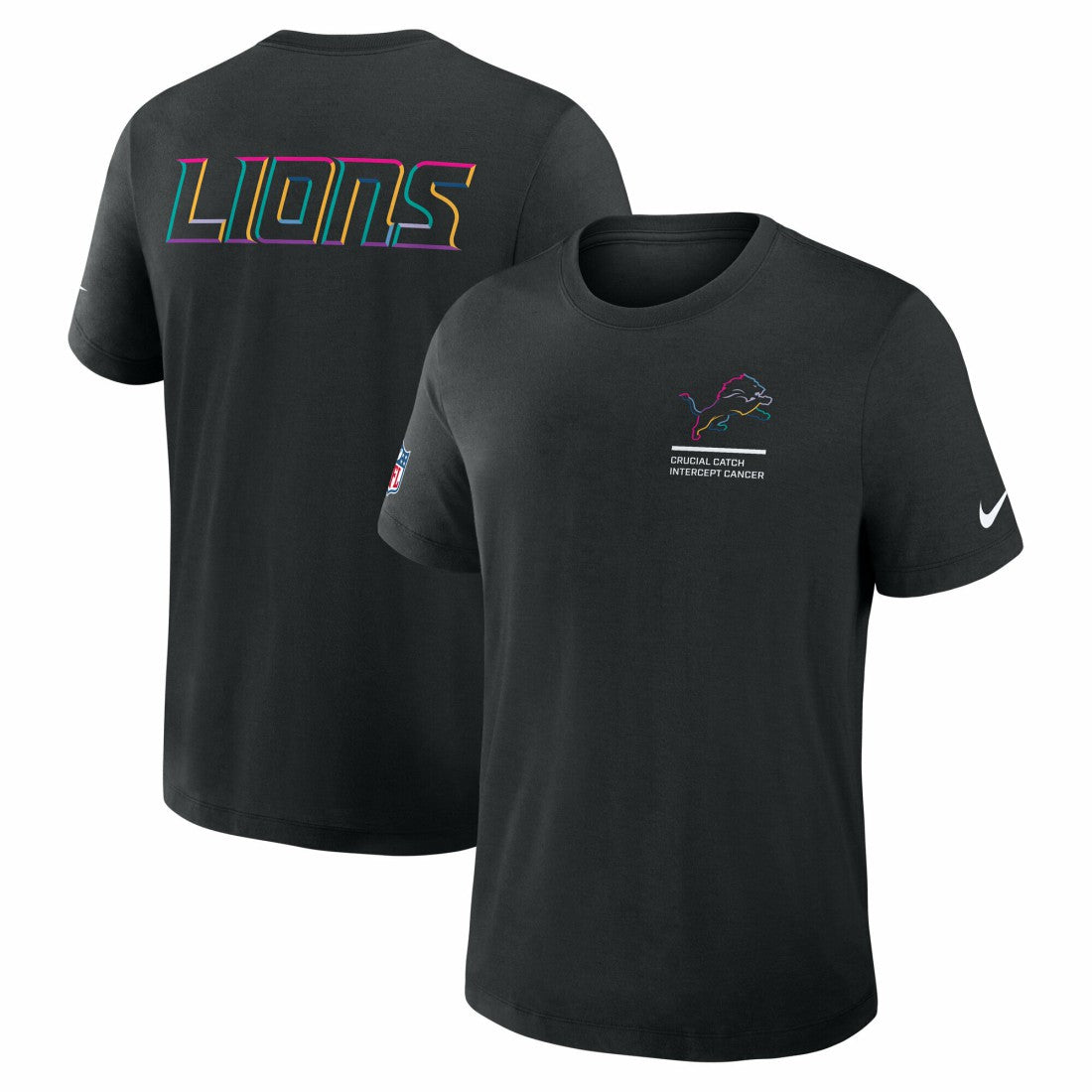 Detroit Lions Tall 2025 NFL Crucial Catch Tri-Blend Dri-FIT T-Shirt Black | Nike for Sale