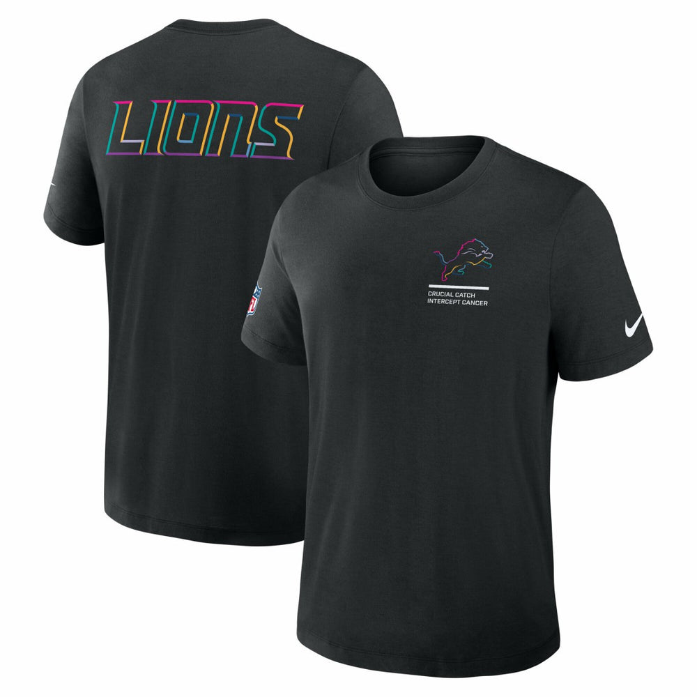 Detroit Lions Tall 2025 NFL Crucial Catch Tri-Blend Dri-FIT T-Shirt Black | Nike for Sale