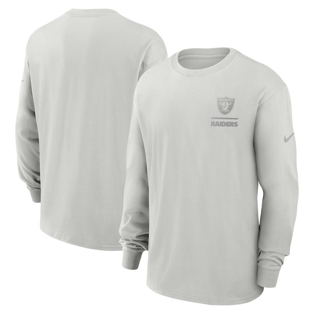 Las Vegas Raiders Essential Heavy Max90 Long Sleeve T-Shirt Gray | Nike for Sale