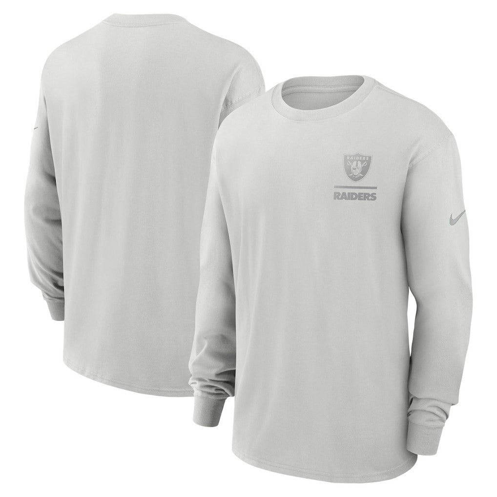 Las Vegas Raiders Essential Heavy Max90 Long Sleeve T-Shirt Gray | Nike for Sale