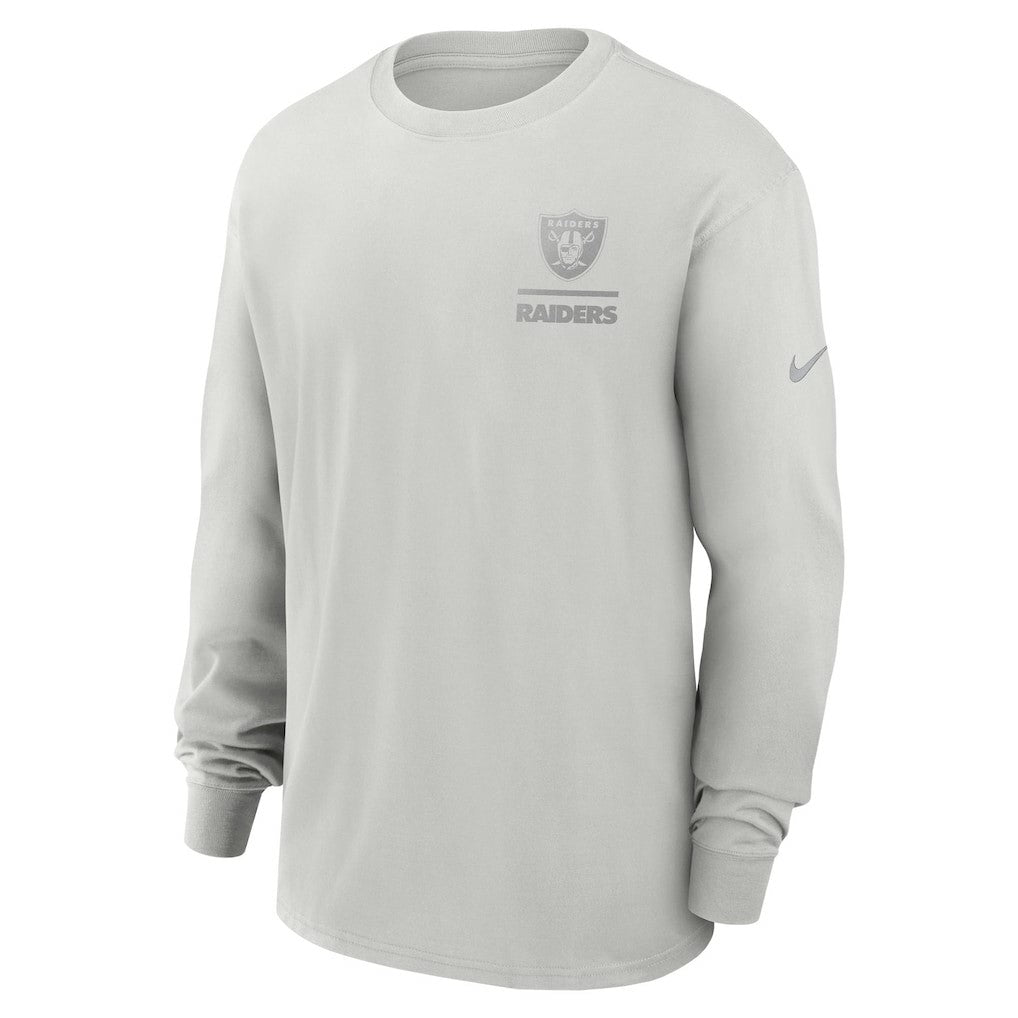 Las Vegas Raiders Essential Heavy Max90 Long Sleeve T-Shirt Gray | Nike for Sale