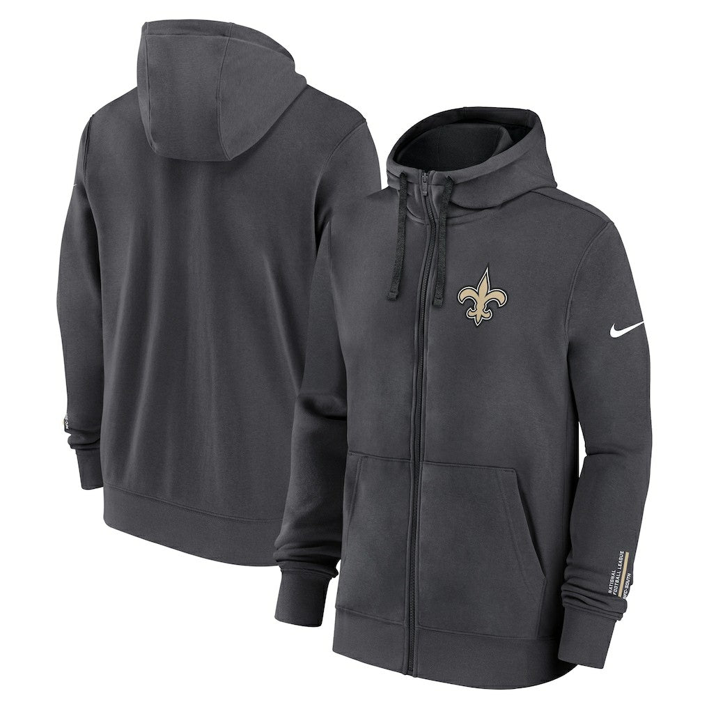 New Orleans Saints Primetime Club Full-Zip Hoodie Anthracite | Nike for Sale
