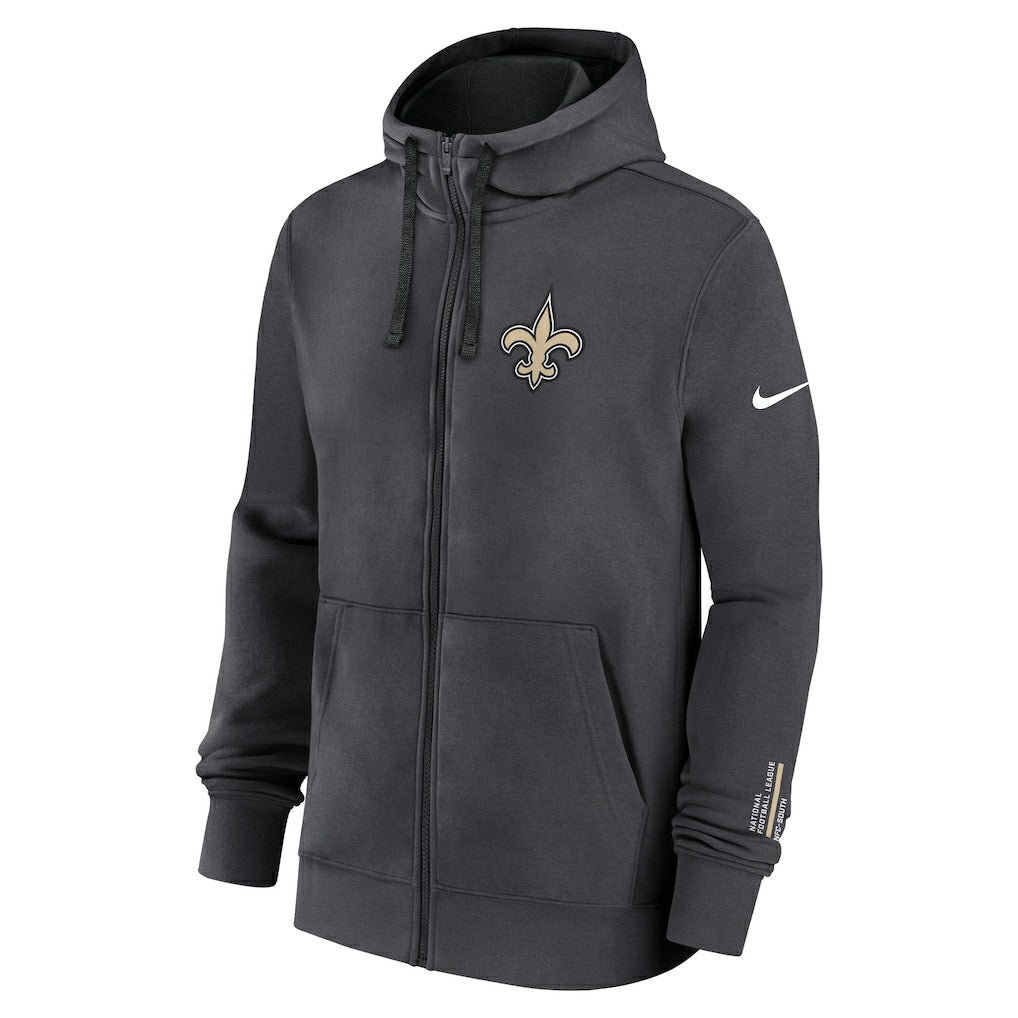 New Orleans Saints Primetime Club Full-Zip Hoodie Anthracite | Nike for Sale