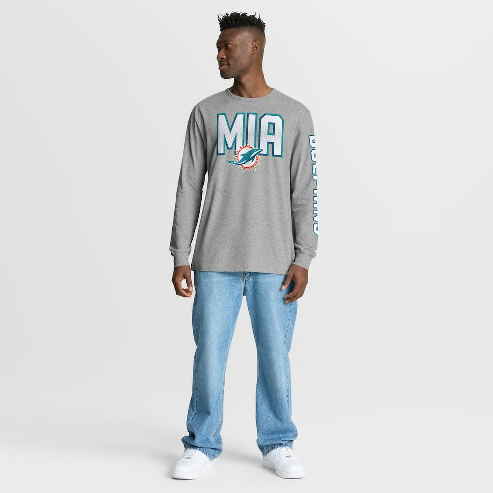 Miami Dolphins Hometown Sweep Legacy Long Sleeve T-Shirt Heather Gray | Fanatics