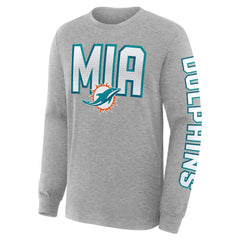 Miami Dolphins Hometown Sweep Legacy Long Sleeve T-Shirt Heather Gray | Fanatics