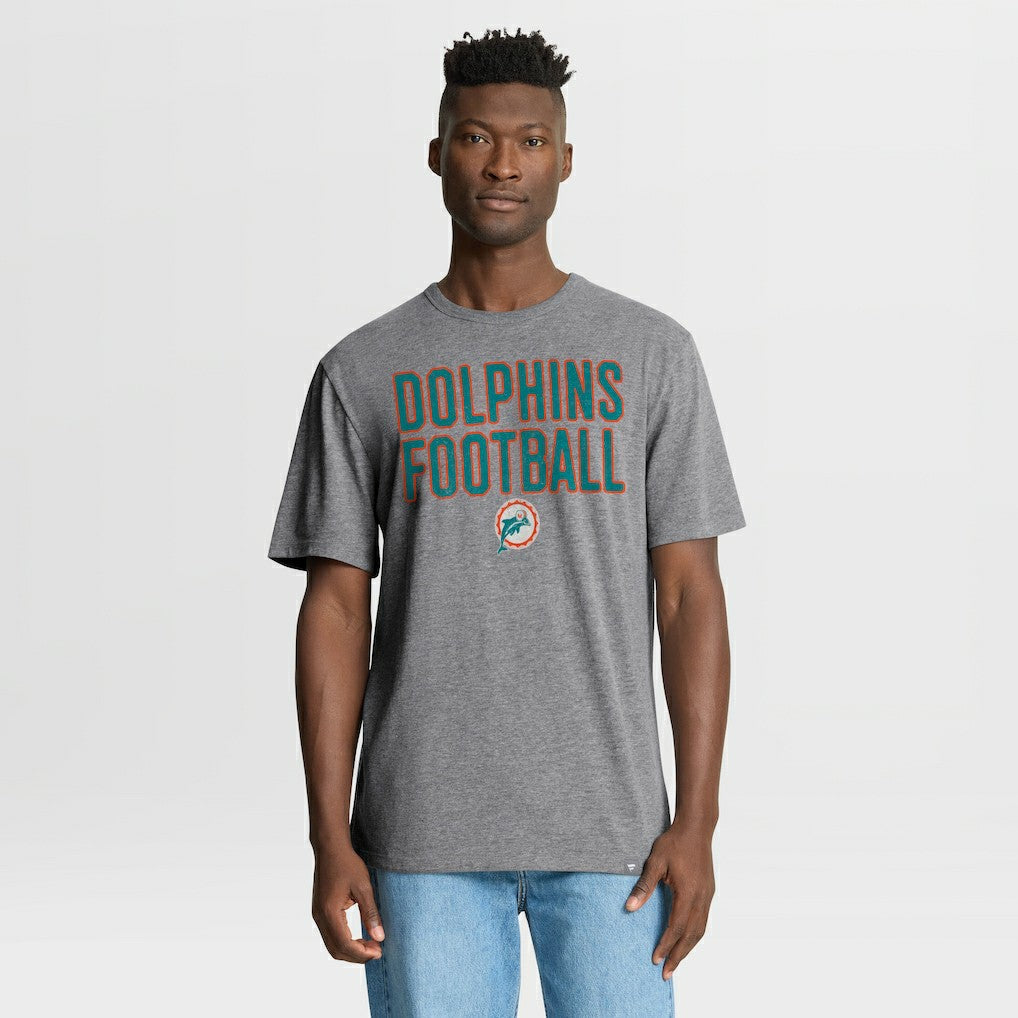 Miami Dolphins First Down Tribute Tri-Blend T-Shirt Heather Gray | Fanatics