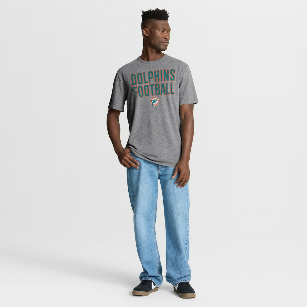 Miami Dolphins First Down Tribute Tri-Blend T-Shirt Heather Gray | Fanatics