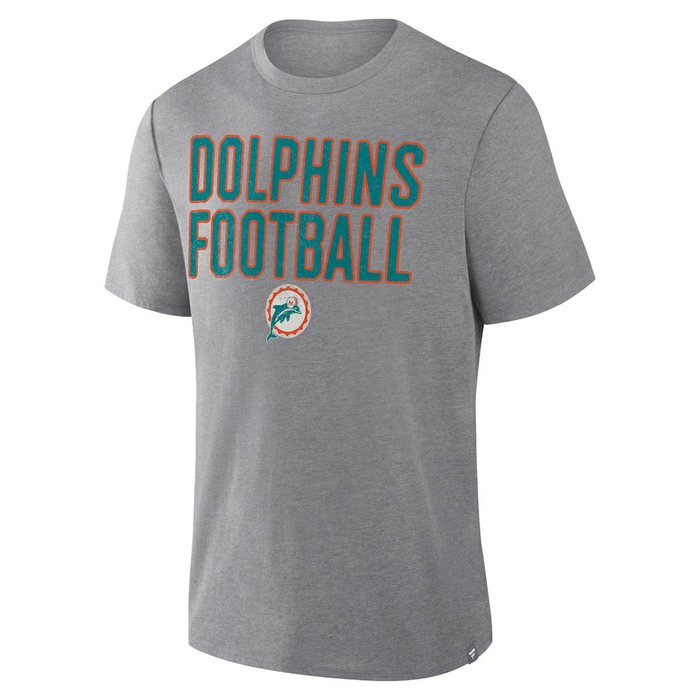 Miami Dolphins First Down Tribute Tri-Blend T-Shirt Heather Gray | Fanatics