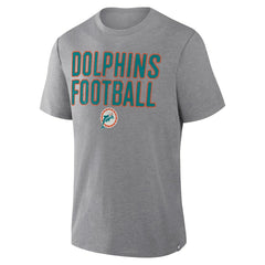 Miami Dolphins First Down Tribute Tri-Blend T-Shirt Heather Gray | Fanatics