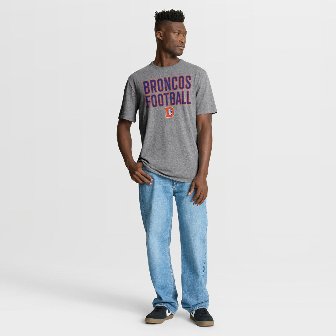 Denver Broncos First Down Tribute Tri-Blend T-Shirt Heather Gray | Fanatics