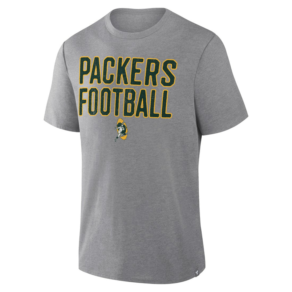 Green Bay Packers First Down Tribute Tri-Blend T-Shirt Heather Gray | Fanatics