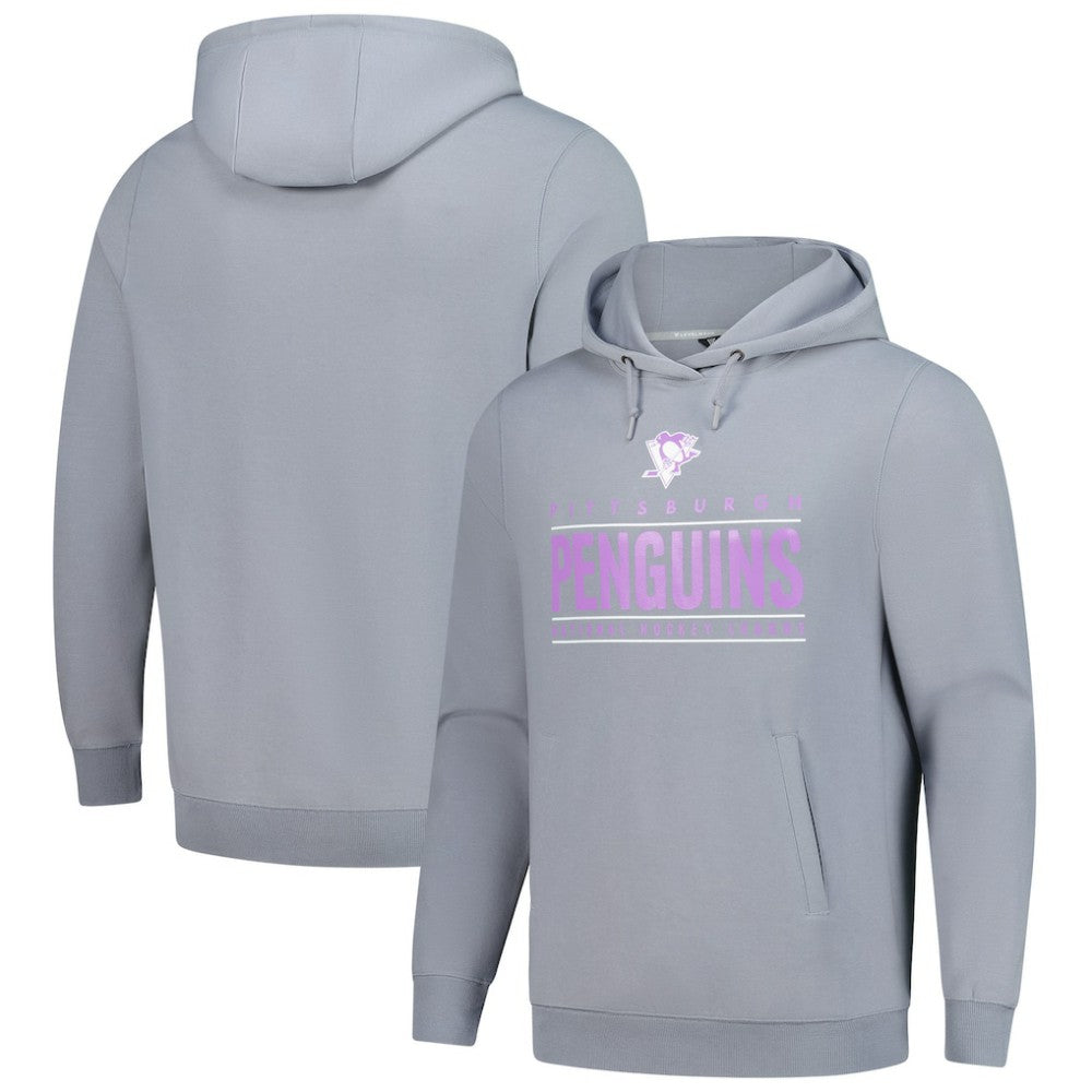 Pittsburgh Penguins Levelwear Hockey Fights Cancer Pulsar Off Season Tri-Blend Pullover Hoodie - Gray - NHL
