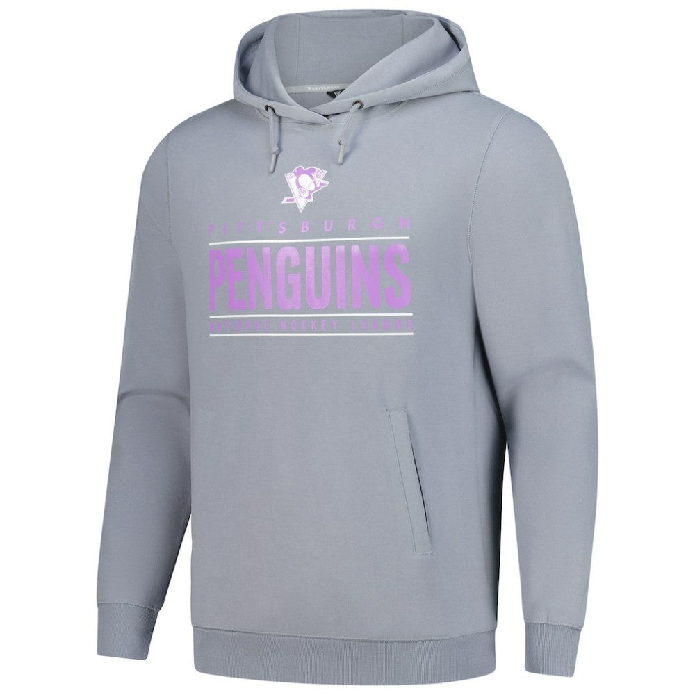 Pittsburgh Penguins Levelwear Hockey Fights Cancer Pulsar Off Season Tri-Blend Pullover Hoodie - Gray - NHL