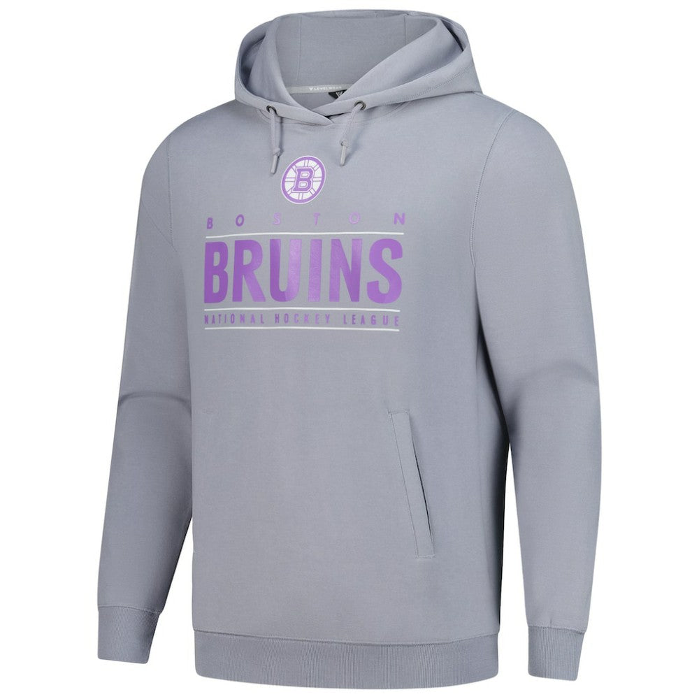 Boston Bruins Levelwear Hockey Fights Cancer Pulsar Off Season Tri-Blend Pullover Hoodie - Gray - NHL