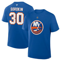 Ilya Sorokin New York Islanders Fanatics Authentic Stack Name & Number T-Shirt - Royal - NHL