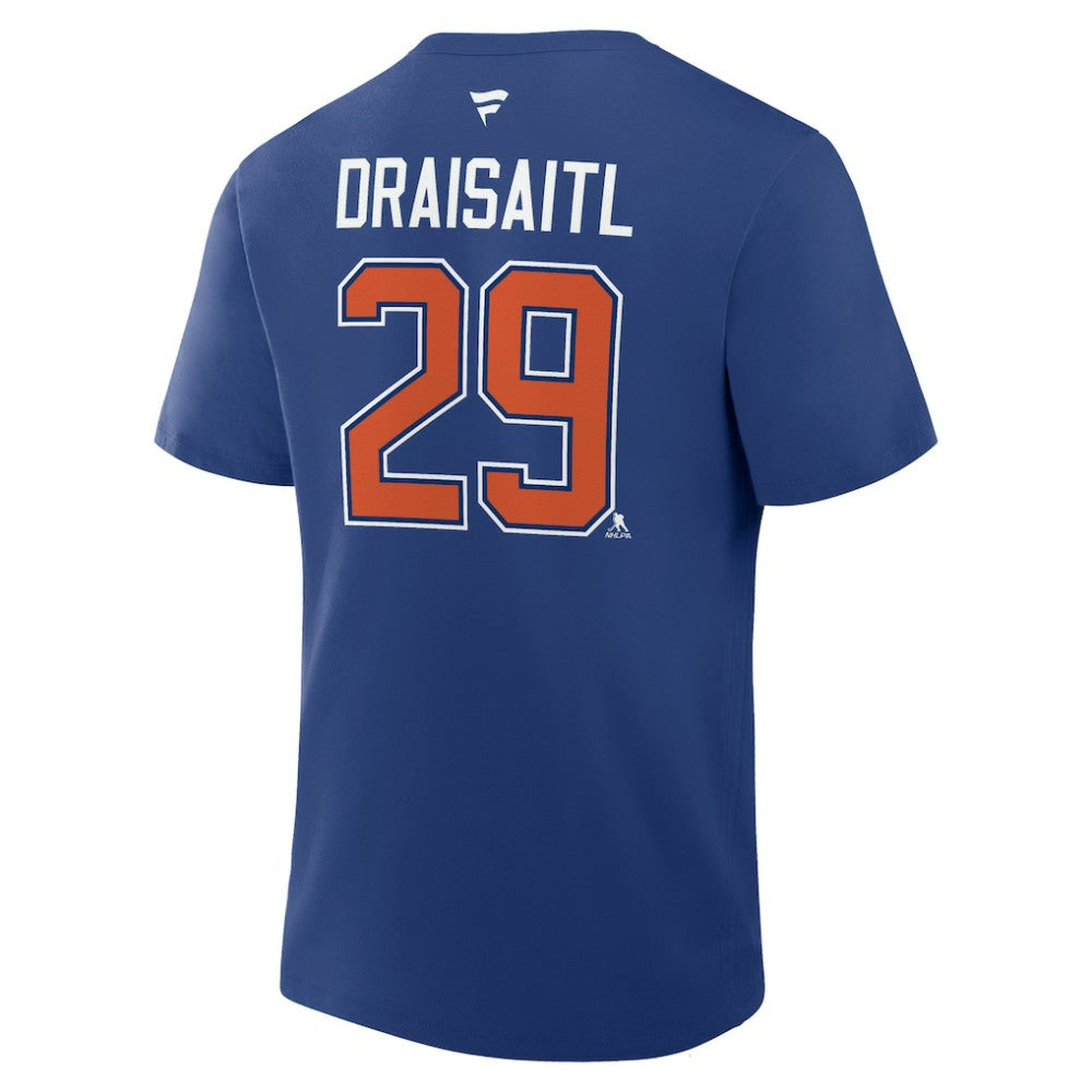 Leon Draisaitl Edmonton Oilers Fanatics Authentic Stack Name & Number T-Shirt - Royal - NHL