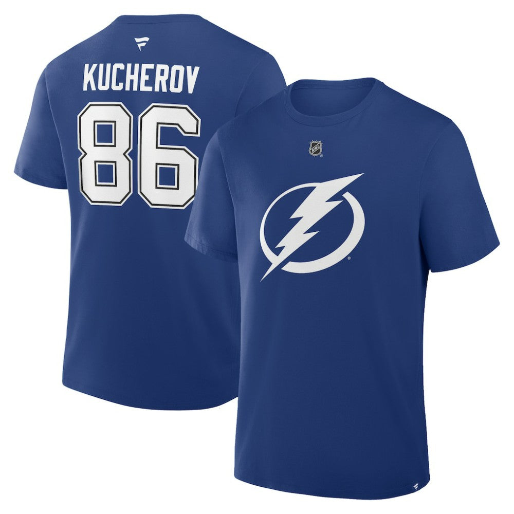 Nikita Kucherov Tampa Bay Lightning Fanatics Authentic Stack Name & Number T-Shirt - Blue - NHL