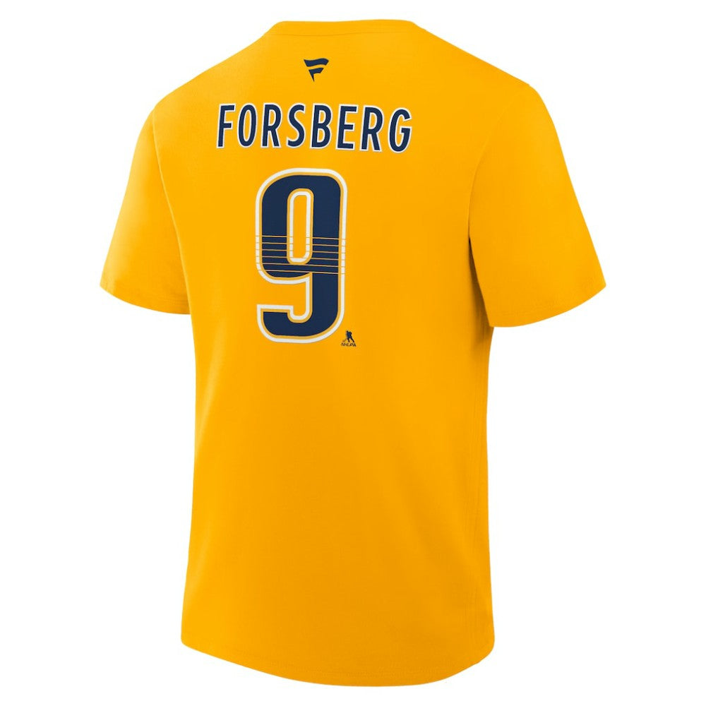 Filip Forsberg Nashville Predators Fanatics Authentic Stack Name & Number T-Shirt - Gold - NHL