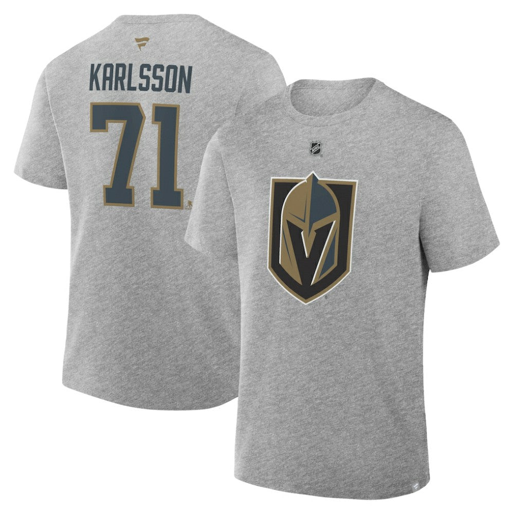William Karlsson Vegas Golden Knights Fanatics Authentic Stack Name & Number T-Shirt - Heather Gray - NHL