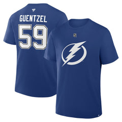 Jake Guentzel Tampa Bay Lightning Fanatics Authentic Stack Name & Number T-Shirt - Blue - NHL