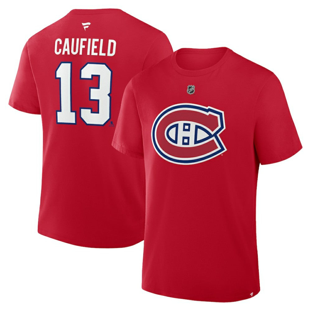 Cole Caufield Montreal Canadiens Fanatics Authentic Stack Name & Number T-Shirt - Red - NHL