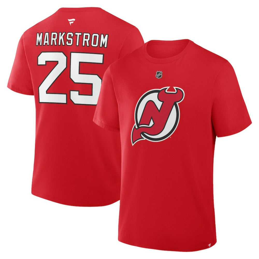 Jacob Markstrom New Jersey Devils Fanatics Authentic Stack Name & Number T-Shirt - Red - NHL