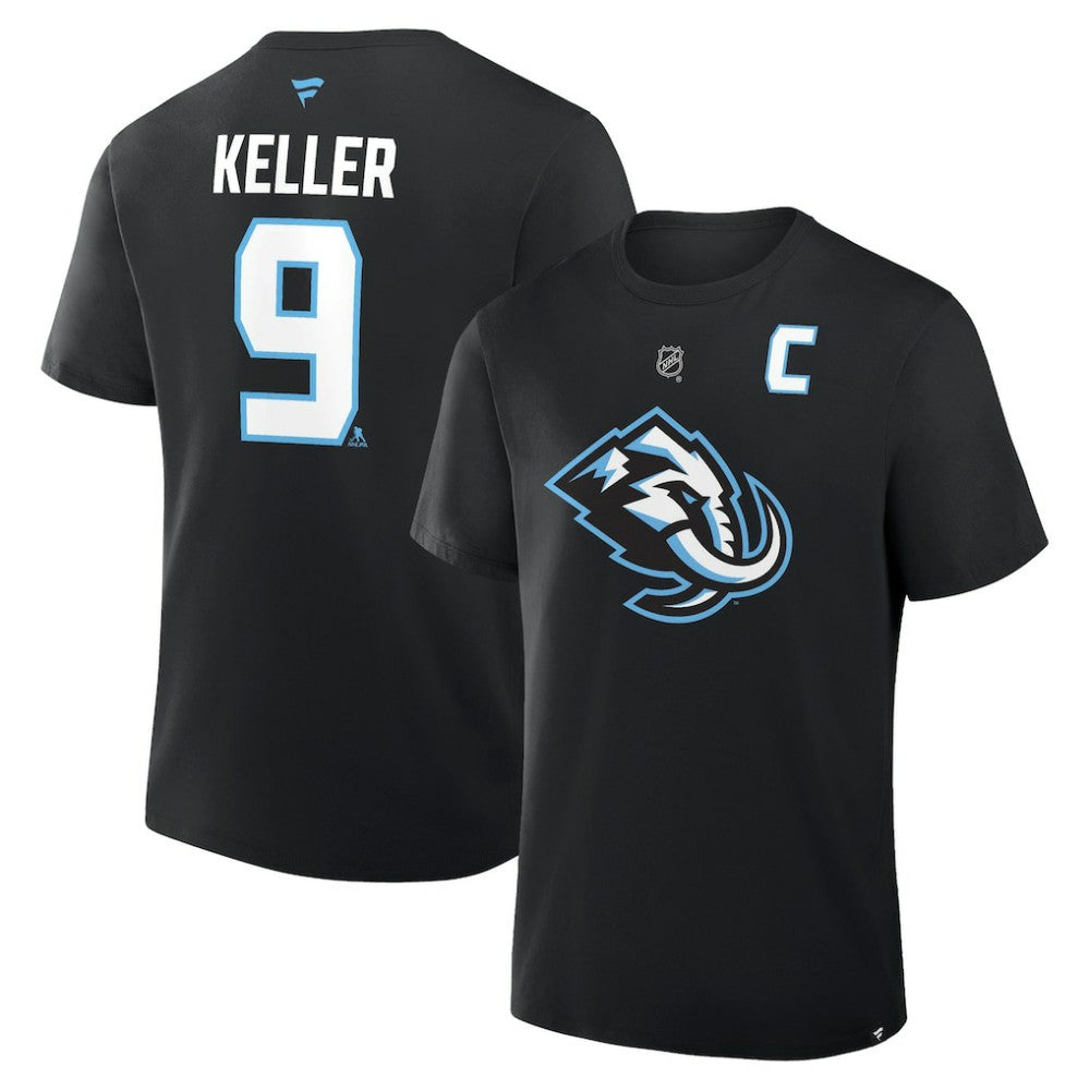 Clayton Keller Utah Mammoth Fanatics Authentic Stack Name & Number T-Shirt - Black - NHL