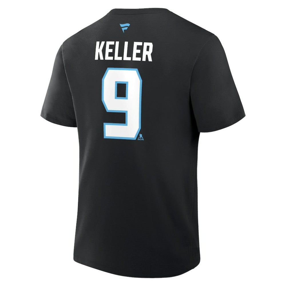 Clayton Keller Utah Mammoth Fanatics Authentic Stack Name & Number T-Shirt - Black - NHL