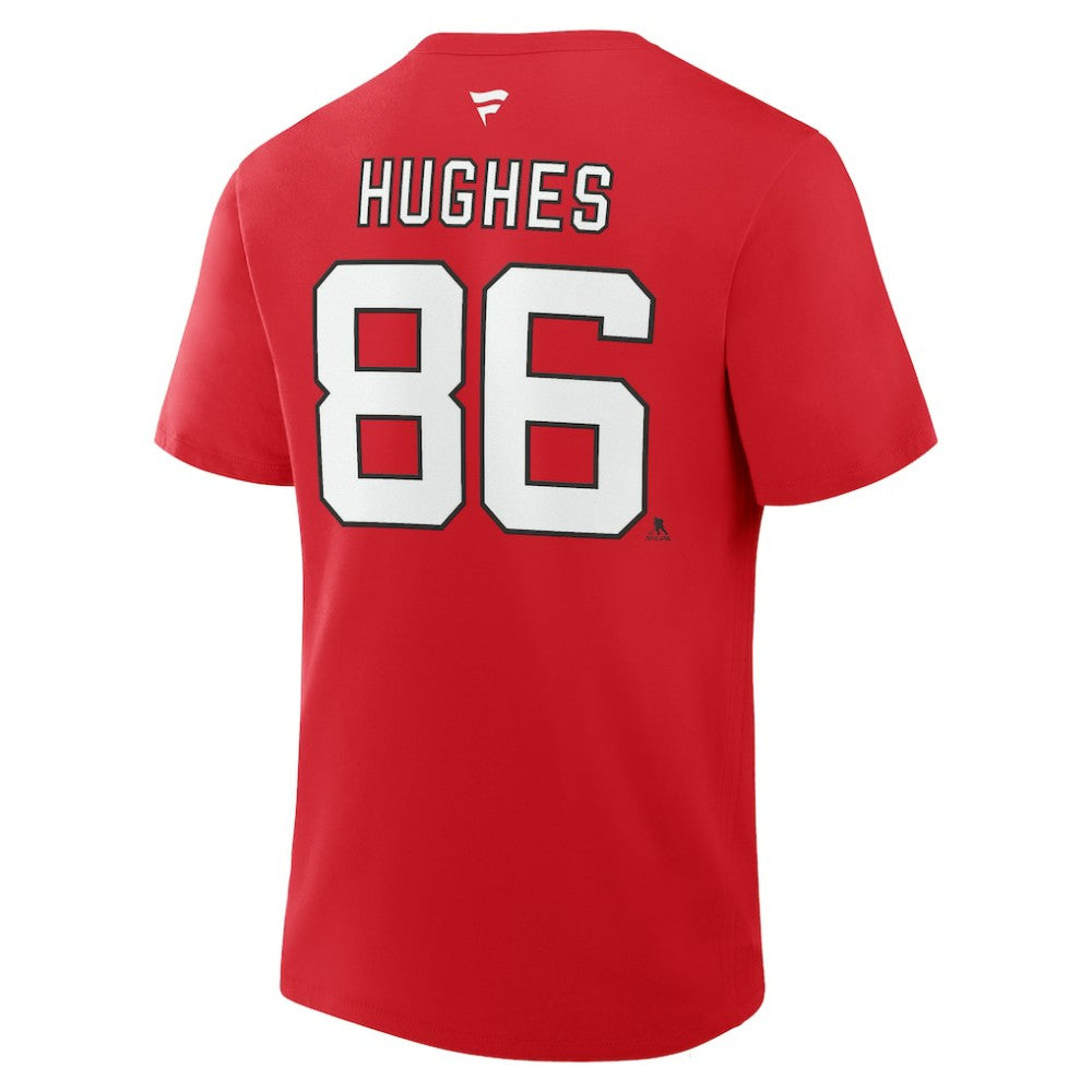 Jack Hughes New Jersey Devils Fanatics Authentic Stack Name & Number T-Shirt - Red - NHL