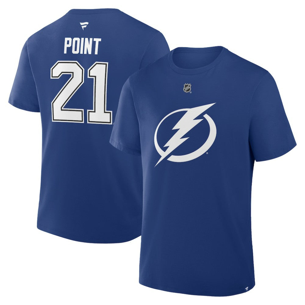 Brayden Point Tampa Bay Lightning Fanatics Authentic Stack Name & Number T-Shirt - Blue - NHL