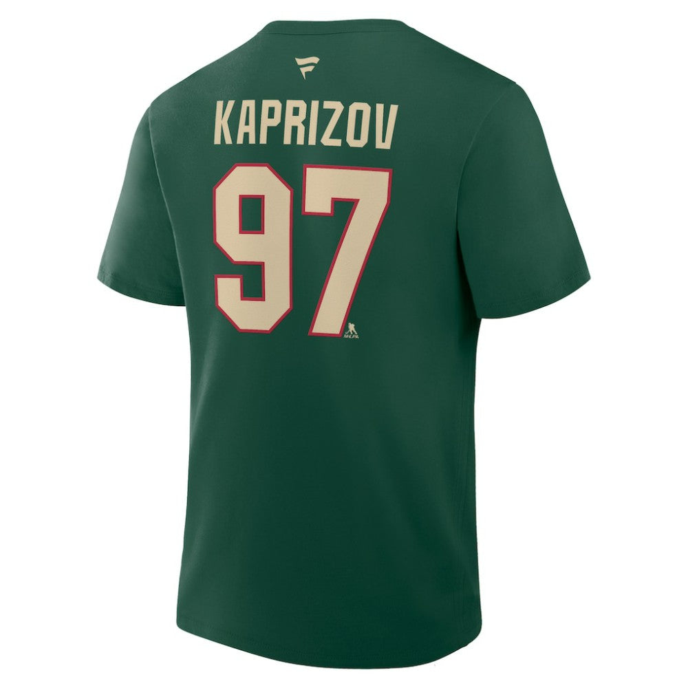 Kirill Kaprizov Minnesota Wild Fanatics Authentic Stack Name & Number T-Shirt - Green - NHL