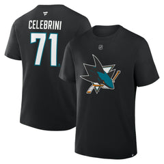 Macklin Celebrini San Jose Sharks Fanatics Authentic Stack Name & Number T-Shirt - Black - NHL
