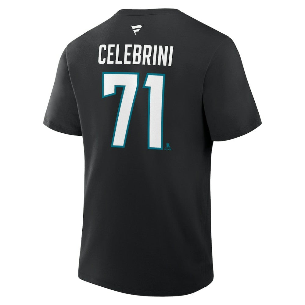 Macklin Celebrini San Jose Sharks Fanatics Authentic Stack Name & Number T-Shirt - Black - NHL
