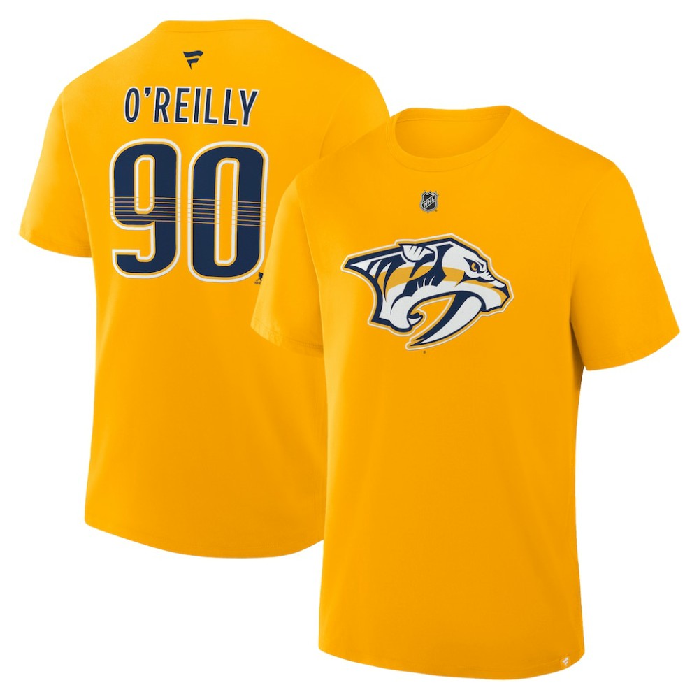 Ryan O'Reilly Nashville Predators Fanatics Authentic Stack Name & Number T-Shirt - Gold - NHL