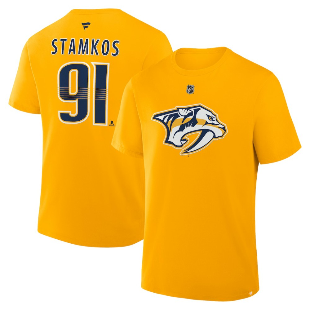 Steven Stamkos Nashville Predators Fanatics Authentic Stack Name & Number T-Shirt - Gold - NHL