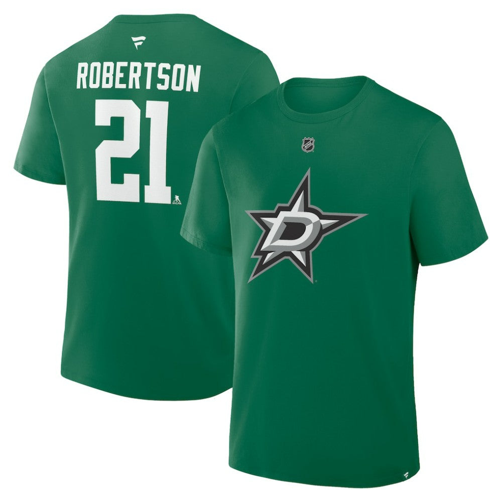 Jason Robertson Dallas Stars Fanatics Authentic Stack Name & Number T-Shirt - Kelly Green - NHL